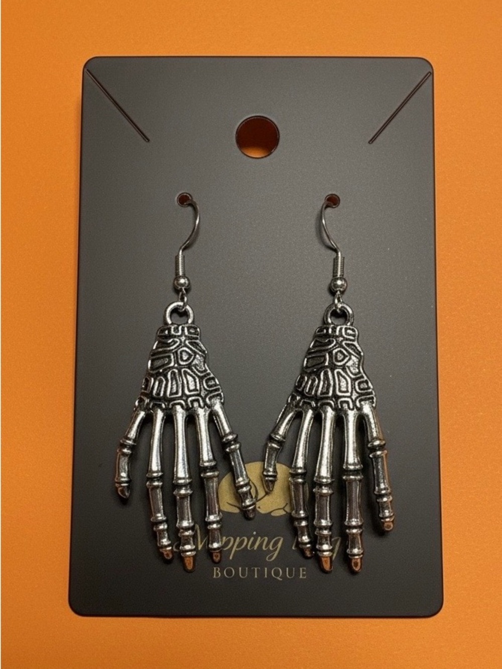 Silver Skeleton Hand Dangle Earrings